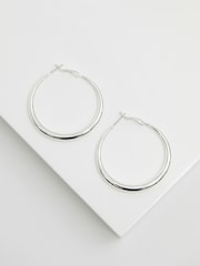 Jon Richard Silver Tone Large Polished Hoop Earrings - Image 1 of 3