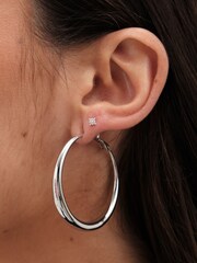 Jon Richard Silver Tone Large Polished Hoop Earrings - Image 2 of 3