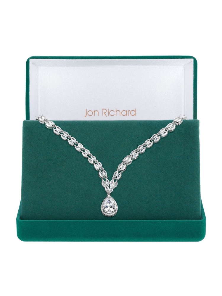 Jon Richard Silver Tone Cubic Zirconia Crystal Statement Pear Drop Necklace - Image 1 of 4