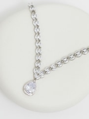 Jon Richard Silver Tone Cubic Zirconia Crystal Statement Pear Drop Necklace - Image 3 of 4