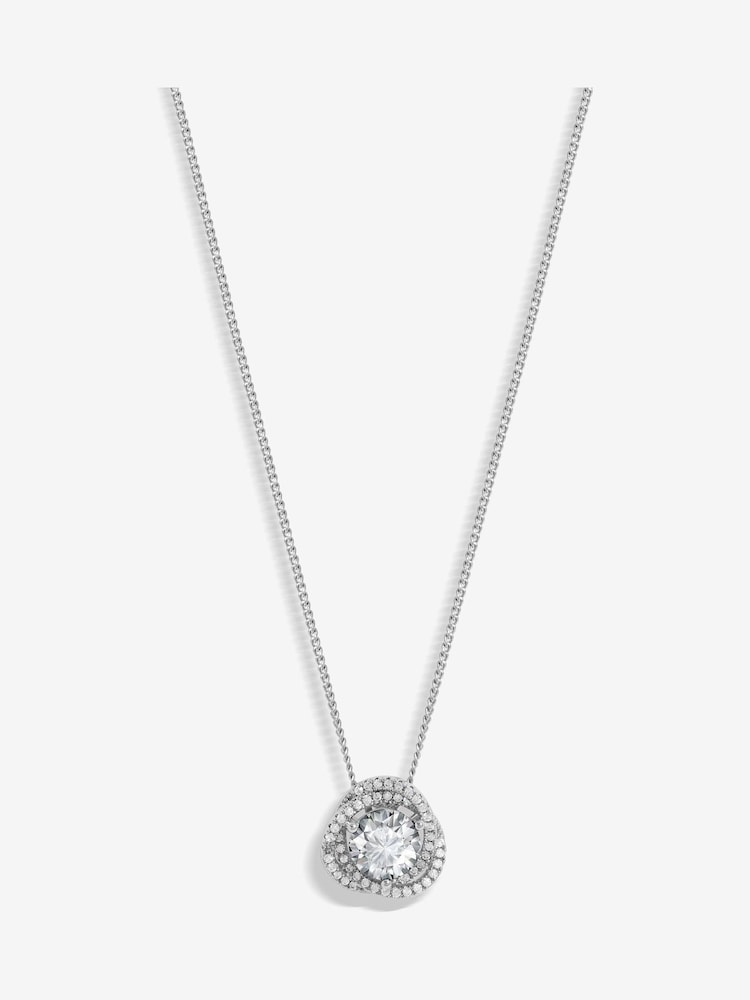 Jon Richard Silver Tone Crystal Halo Pendant - Image 1 of 3