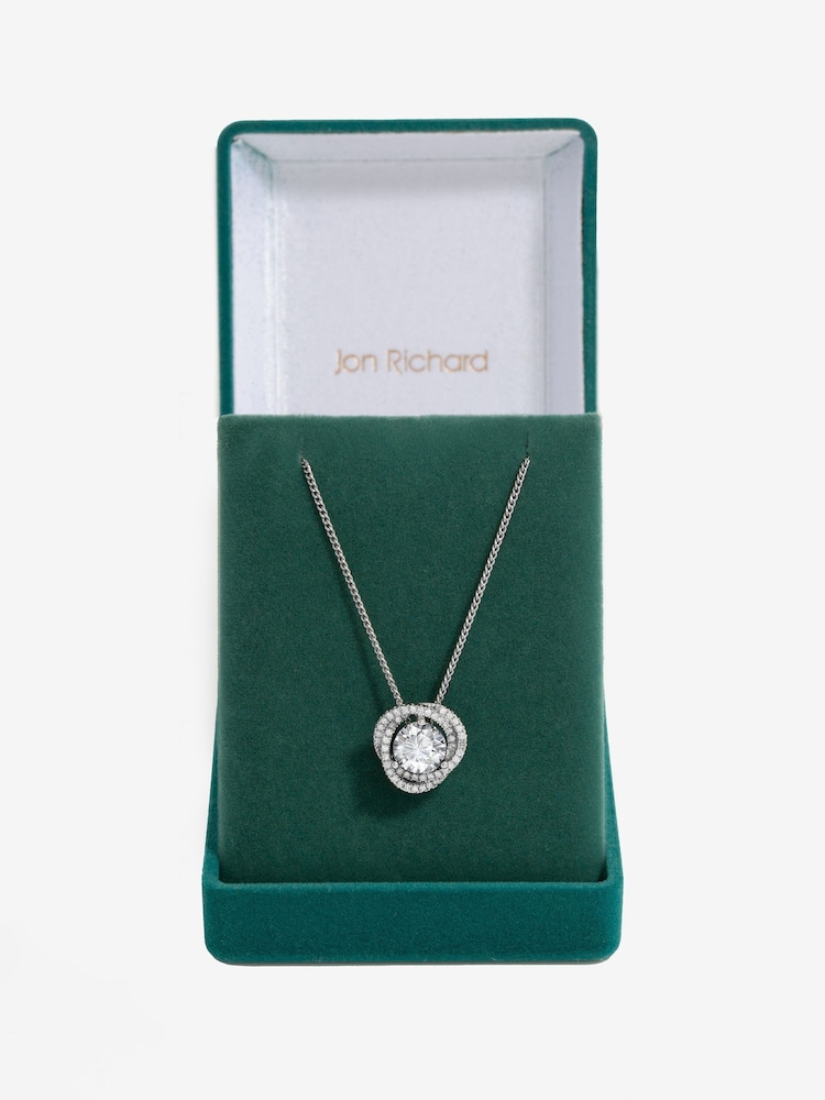 Jon Richard Silver Tone Crystal Halo Pendant - Image 2 of 3