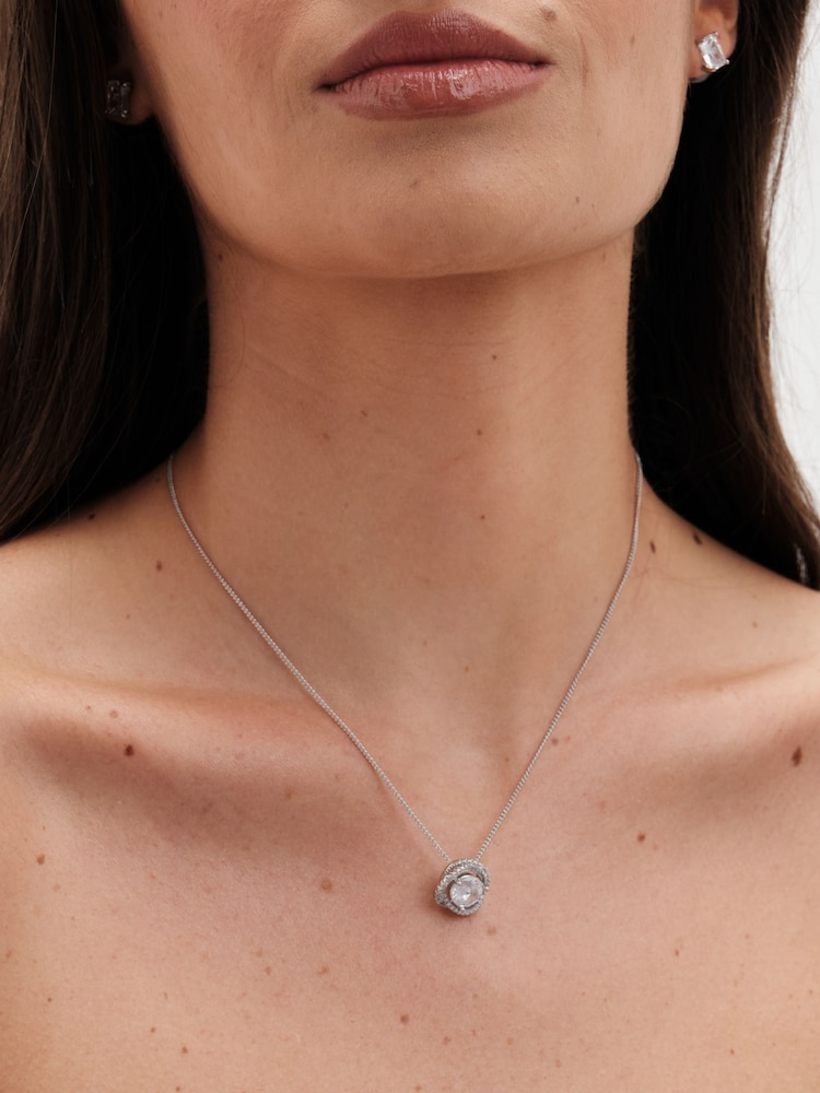 Jon Richard Silver Tone Crystal Halo Pendant - Image 3 of 3