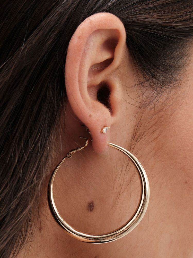 Jon Richard Gold Tone Large Polished Hoop Earrings - Image 3 of 3