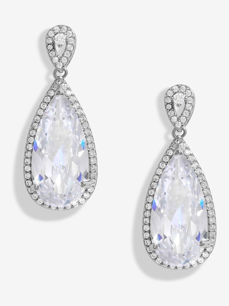 Jon Richard Silver Tone Cubic Zirconia Pear Drop Earrings - Image 1 of 3