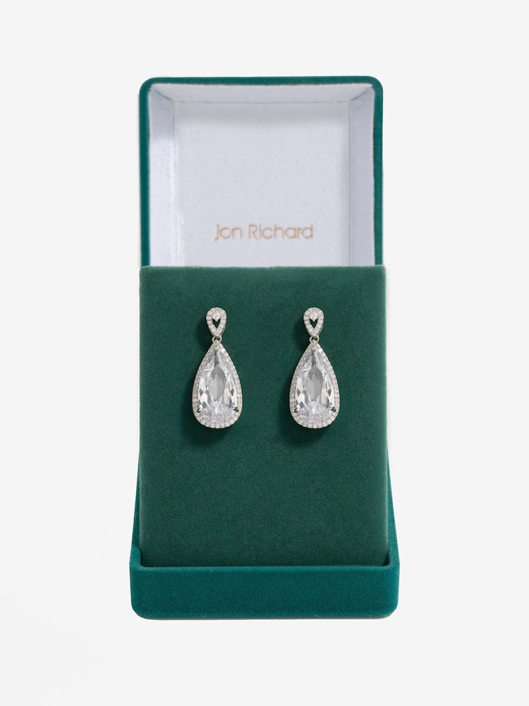 Jon Richard Silver Tone Cubic Zirconia Pear Drop Earrings - Image 2 of 3