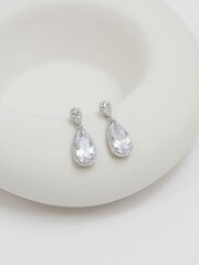 Jon Richard Silver Tone Cubic Zirconia Pear Drop Earrings - Image 3 of 3