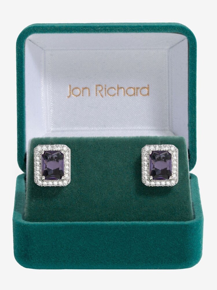 Jon Richard Silver Tone Amethyst Perfume Bottle Stud Earrings - Image 1 of 4