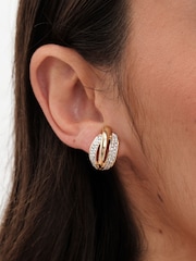 Jon Richard Gold Tone Crystal Ribbed Clip Earrings - Image 1 of 2