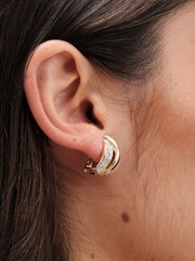 Jon Richard Gold Tone Crystal Ribbed Clip Earrings - Image 2 of 2
