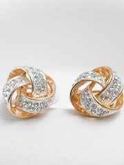 Jon Richard Gold Tone Crystal Knot Clip Earrings - Image 1 of 2