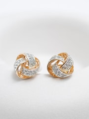 Jon Richard Gold Tone Crystal Knot Clip Earrings - Image 2 of 2