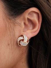 Jon Richard Gold Tone Crystal Knot Clip Earrings - Image 3 of 3