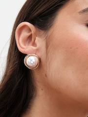 Jon Richard Gold Tone Polished Twist And Pearl Stud Earrings - Image 2 of 2