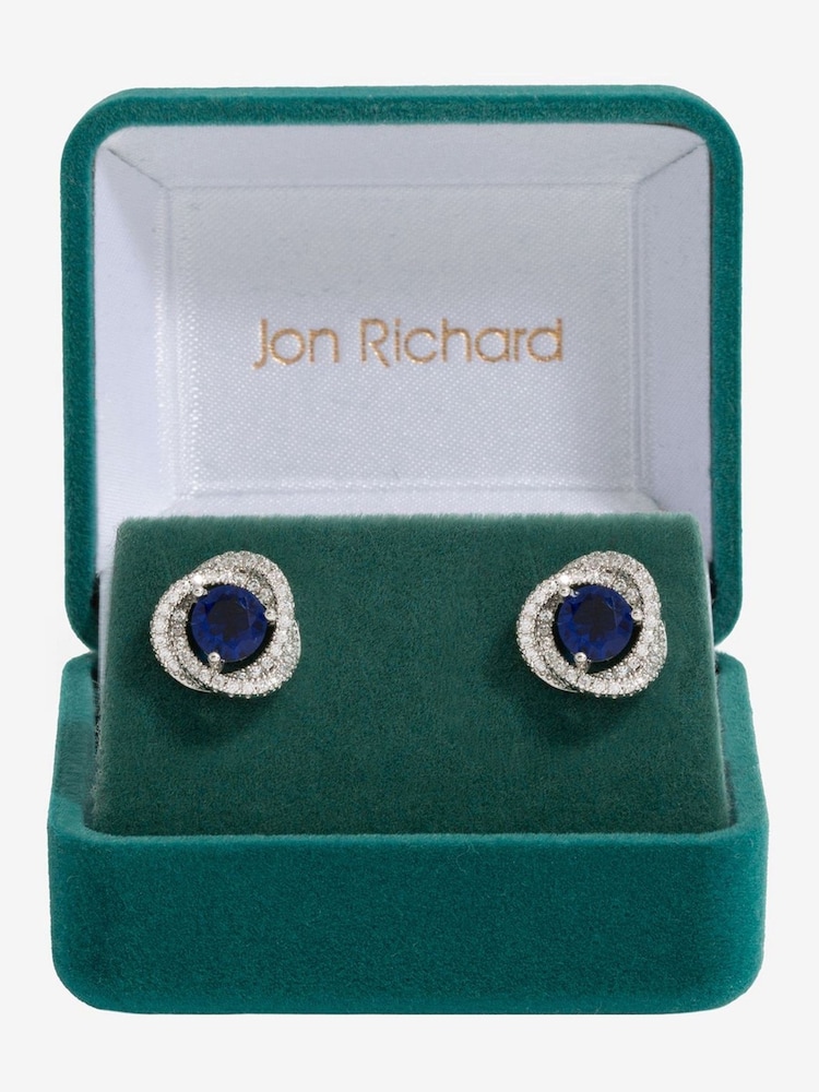 Jon Richard Silver Tone Saphire Halo Earrings - Image 3 of 3