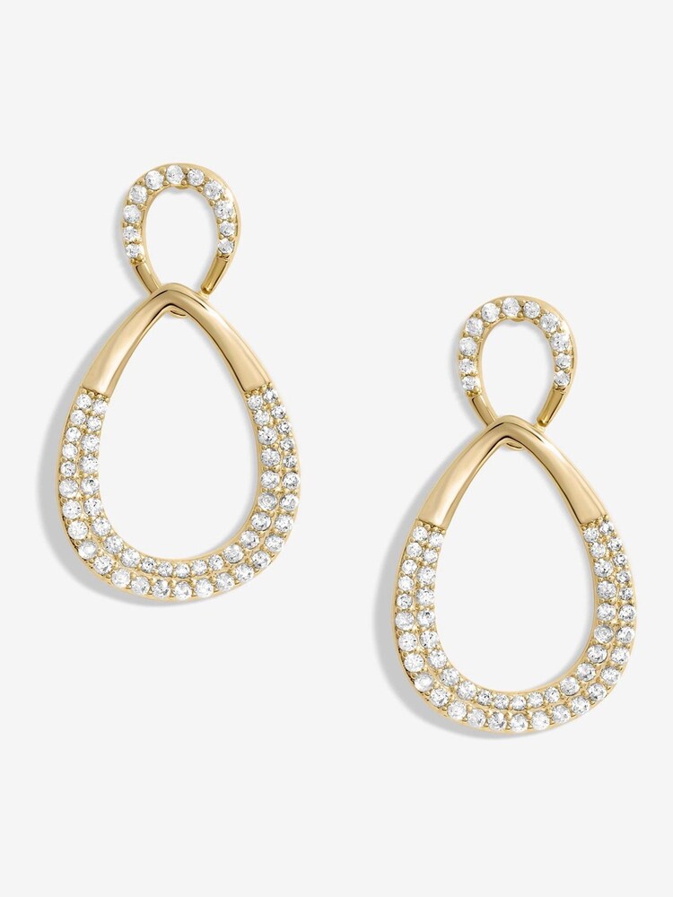 Jon Richard Gold Tone Cubic Zirconia And Polished Open Peardrop Earrings - Image 1 of 3