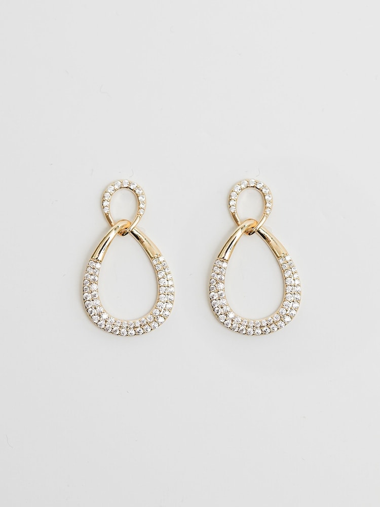 Jon Richard Gold Tone Cubic Zirconia And Polished Open Peardrop Earrings - Image 2 of 3