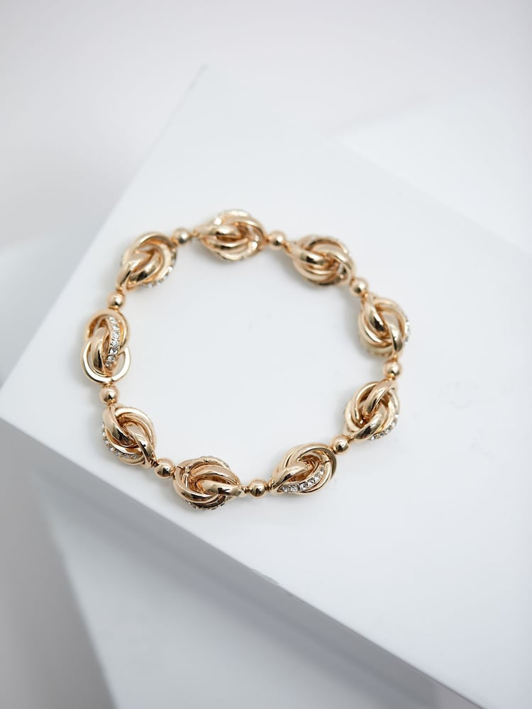 Jon Richard Gold Tone Crystal Knot Stretch Bracelet - Image 3 of 3
