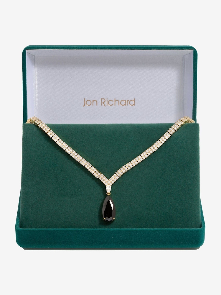 Collar de perlas y piedras jet en forma de gota de Jon Richard - Imagen 1 de 3