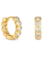 Jon Richard Gold Tone Cubic Zirconia Heart Huggie Earrings - Image 1 of 4