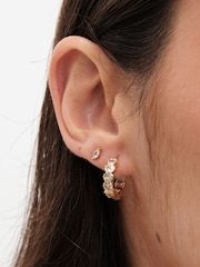 Jon Richard Gold Tone Cubic Zirconia Heart Huggie Earrings - Image 4 of 4