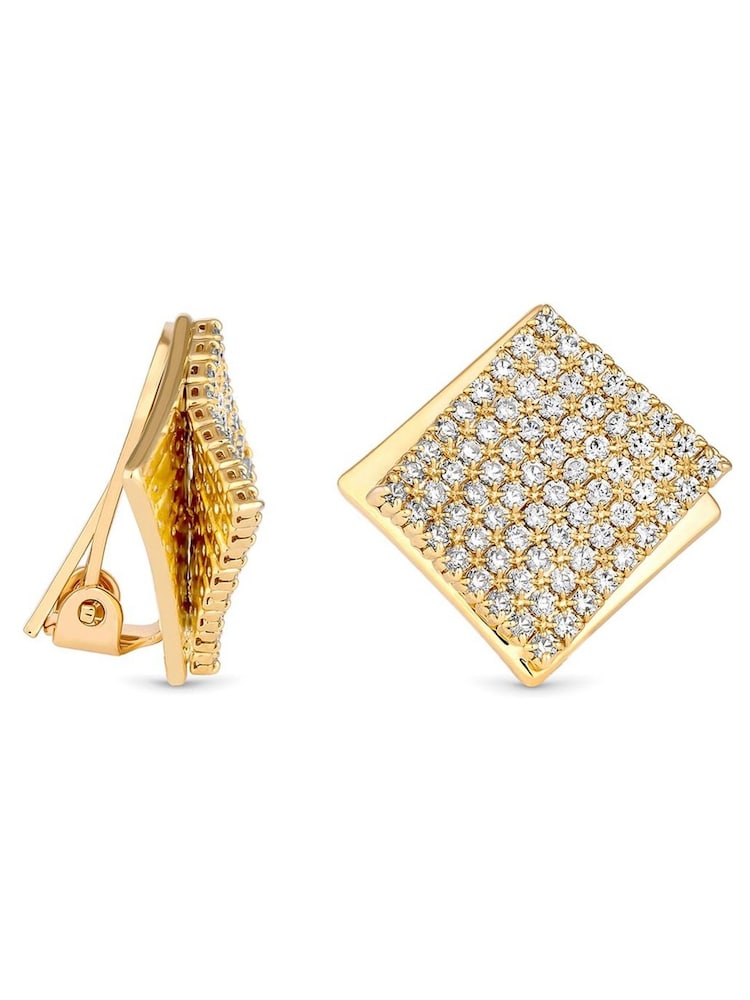 Jon Richard Gold Tone Cubic Zirconia And Polished Statement Clip Earrings - Image 1 of 3