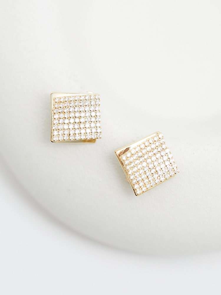 Jon Richard Gold Tone Cubic Zirconia And Polished Statement Clip Earrings - Image 2 of 3