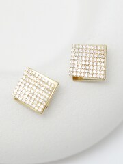 Jon Richard Gold Tone Cubic Zirconia And Polished Statement Clip Earrings - Image 3 of 3