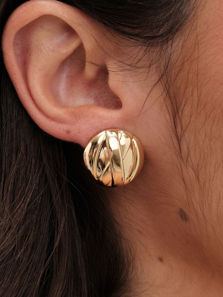Jon Richard Gold Tone Dome Clip Earrings - Image 2 of 3