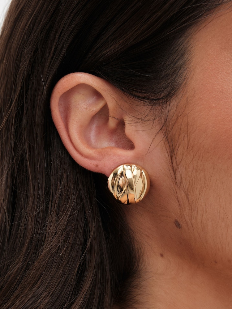 Jon Richard Gold Tone Dome Clip Earrings - Image 3 of 3