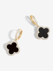 Jon Richard Gold Tone Jet Clover Huggie Earrings - Image 1 of 3