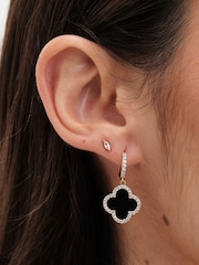 Jon Richard Gold Tone Jet Clover Huggie Earrings - Image 3 of 3