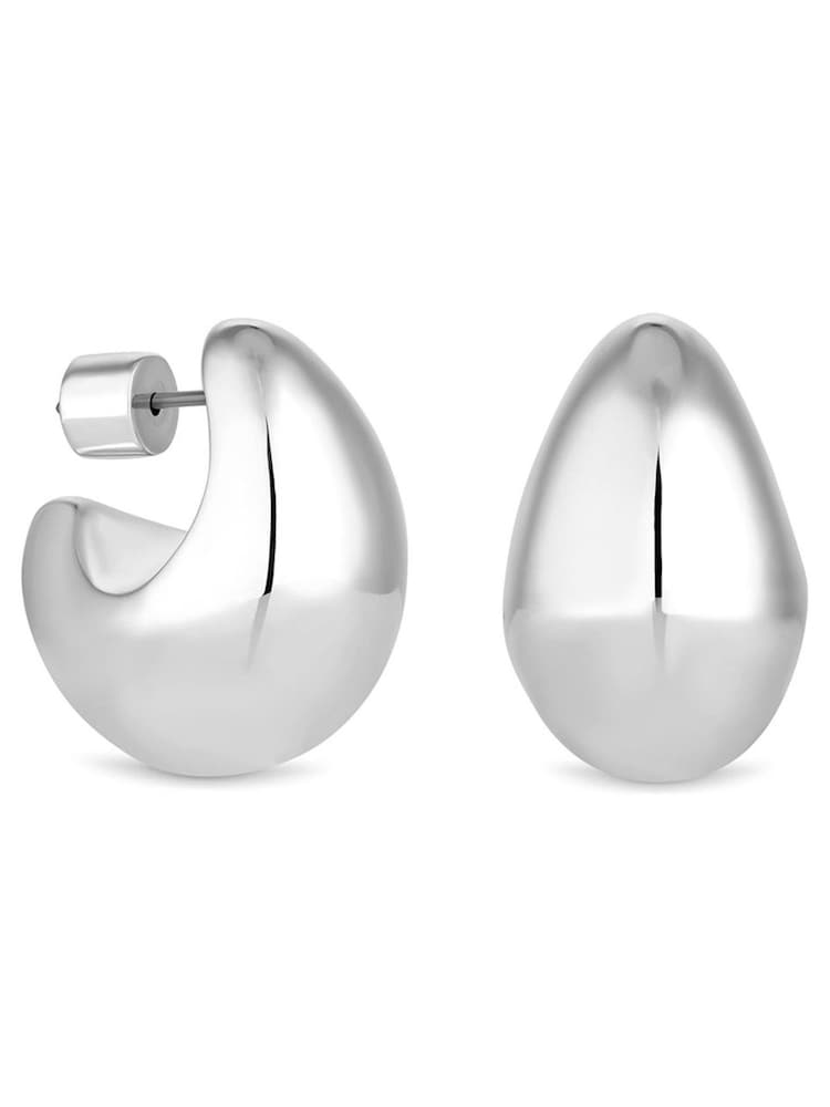 Jon Richard Silver Tone Curved Domed Earrings - Image 1 of 3