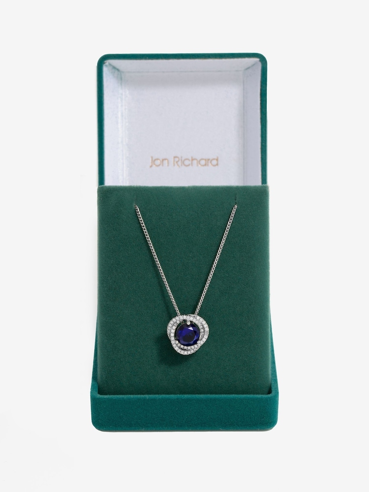 Jon Richard Silver Tone Saphire Halo Pendant - Image 1 of 4