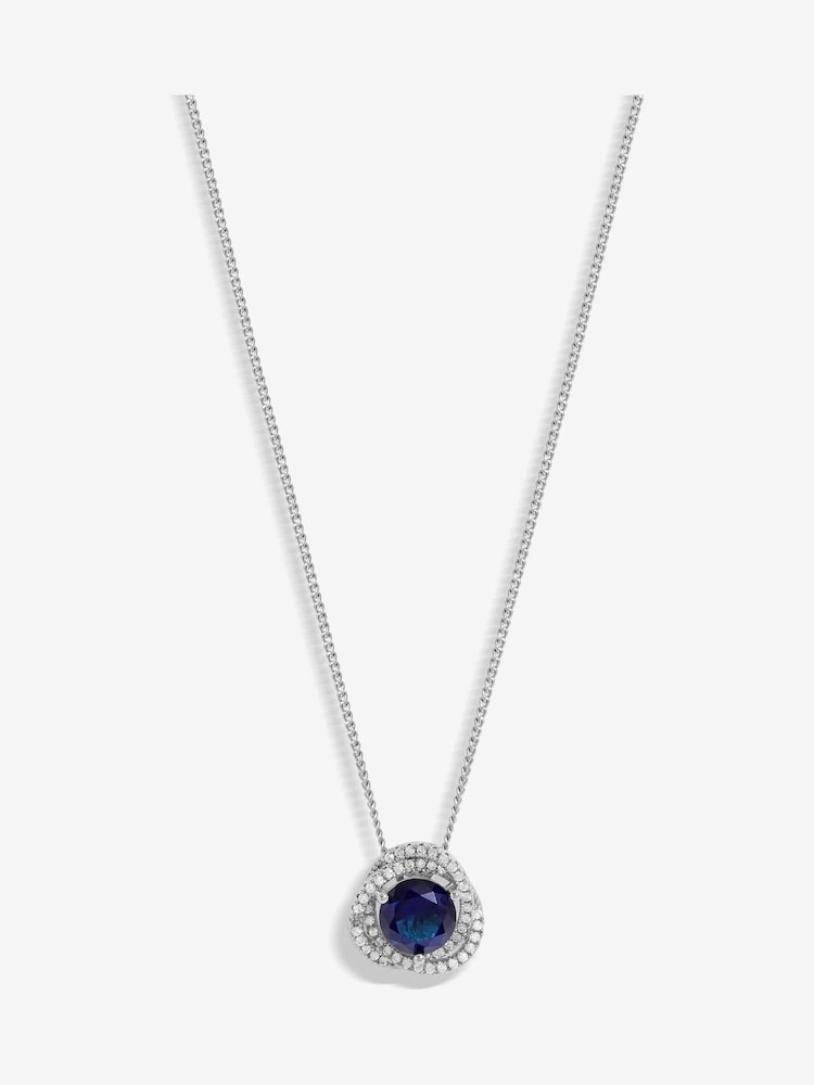 Jon Richard Silver Tone Saphire Halo Pendant - Image 2 of 4