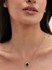 Jon Richard Silver Tone Saphire Halo Pendant - Image 3 of 4