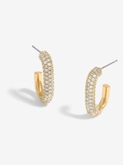 Jon Richard Gold Tone Cubic Zirconia And Polished Hoops Earrings - Image 1 of 3