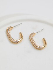Jon Richard Gold Tone Cubic Zirconia And Polished Hoops Earrings - Image 3 of 3