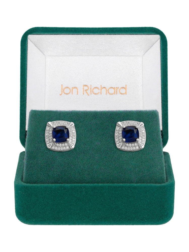 Jon Richard Silver Tone Sapphire Stud Earrings - Image 1 of 3