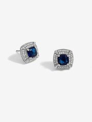 Jon Richard Silver Tone Sapphire Stud Earrings - Image 2 of 3