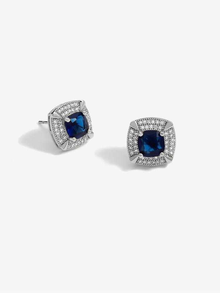 Jon Richard Silver Tone Sapphire Stud Earrings - Image 2 of 3