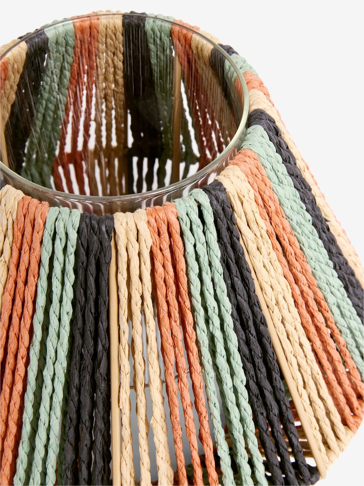 Brown/Orange/Blue Striped Woven Hurricane Candle Holder - Image 6 of 6 Brown/Orange/Blue Striped Woven Hurricane Candle Holder - Image 6 of 6