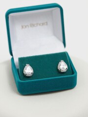 Jon Richard Silver Tone Cubic Zirconia Crystal Pear Stud Earrings - Image 3 of 3