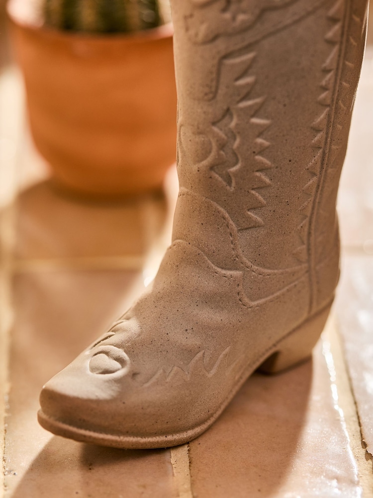 Natural Ceramic Cowboy Boot Ornament - Image 3 of 6