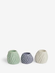 Set of 3 Blue/White/Green Ceramic Tea Light Holders - Image 4 of 7