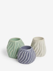 Set of 3 Blue/White/Green Ceramic Tea Light Holders - Image 6 of 7