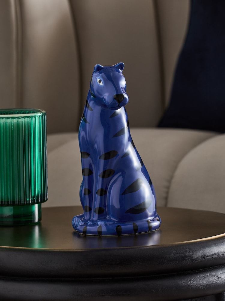 Blue Ceramic Striped Tiger Ornament - Image 1 of 5