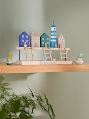 Blue/White Wooden Beach Hut Scene Large Ornament - Image 1 of 6