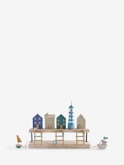 Blue/White Wooden Beach Hut Scene Large Ornament - Image 4 of 6