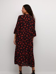 Kaffe KAamber 3/4 Sleeve Maxi Black Dress - Image 2 of 5